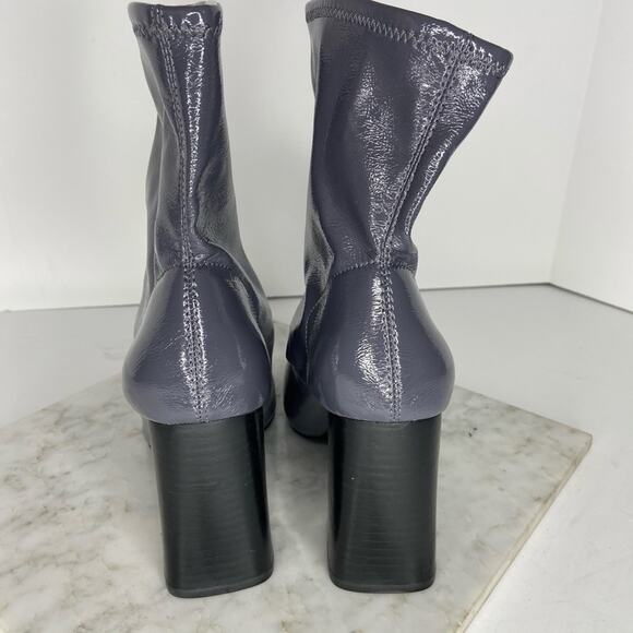 NEW Topshop Grey Patent Leather Heeled Ankle Boots Mid Calf Tall Shaft Size 38 - Picture 5 of 10